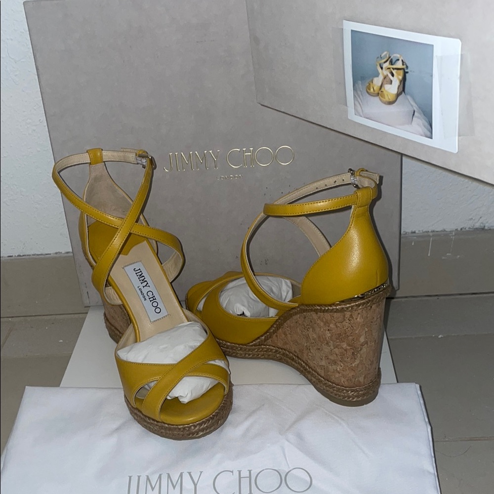 Jimmy Choo Yellow Wedge Sandals